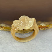 Natural Brown Agate Fox and Flower Carving 3.61g 38.8 by 4.2mm US6 HK13 - Huangs Jadeite and Jewelry Pte Ltd