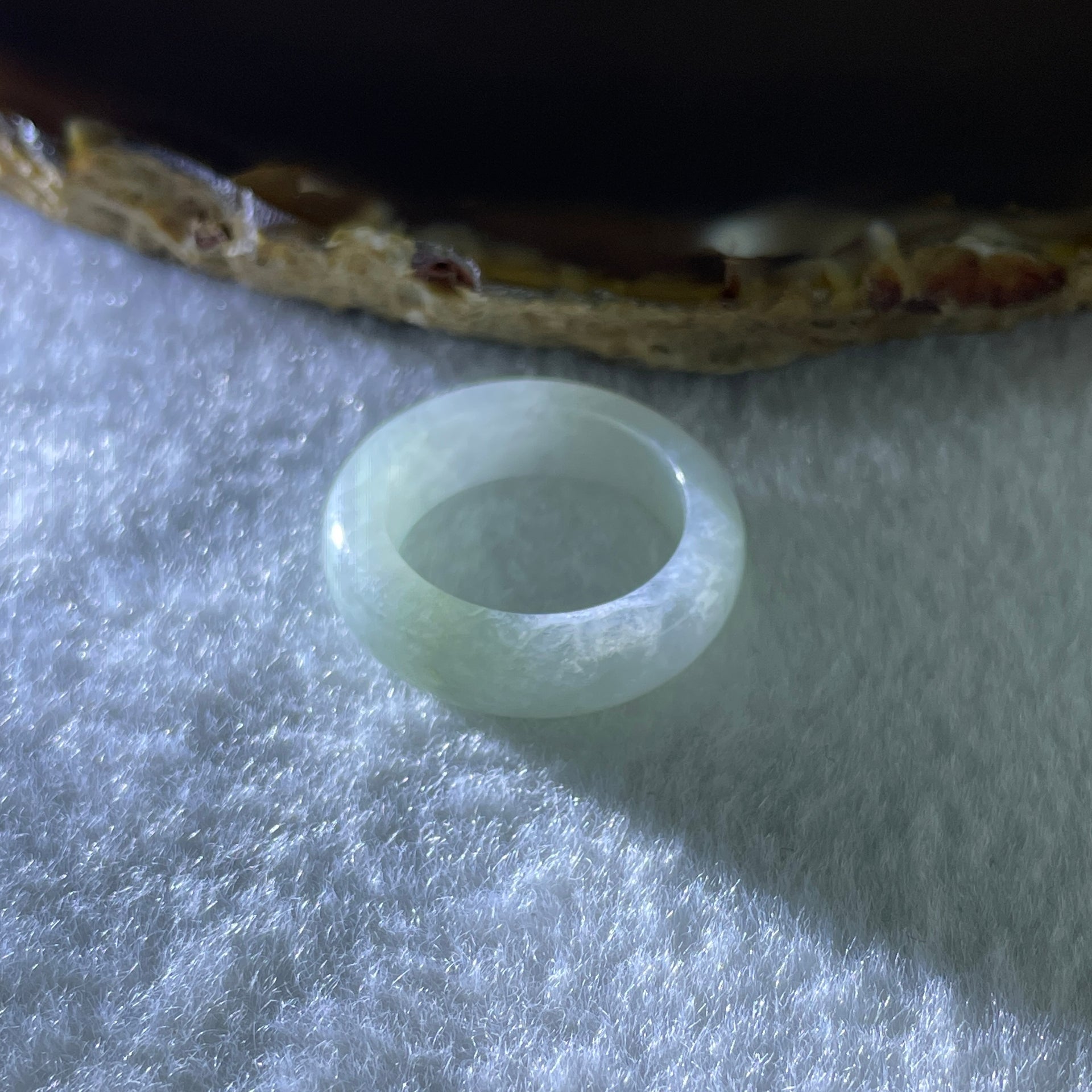 Type A Natural Faint Green to White Jadeite Ring 4.40g 6.5 by 4.8mm US 6.9 HK 15.2 (Very Very Slight Internal Line) - Huangs Jadeite and Jewelry Pte Ltd
