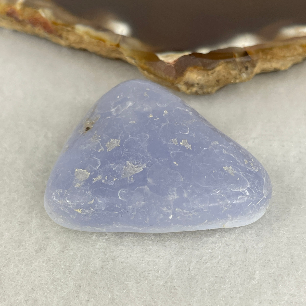 Natural Blue Lavender Chalcedony Agate Rough Mini Display Specimen | Serene Pastel Waxy Sheen Gemstone (22.8g | 39.0 x 35.0 x 12.8mm)