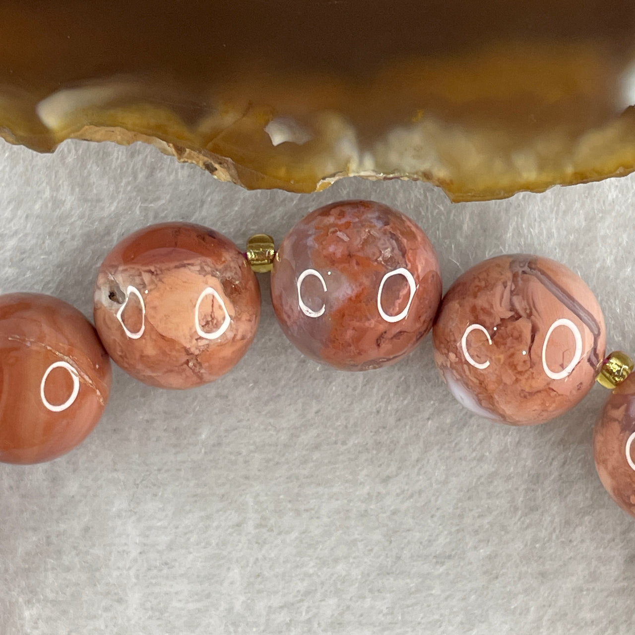 Natural Brecciated Jasper Beads Bracelet 43.27g 17cm 12.8mm 16Beads