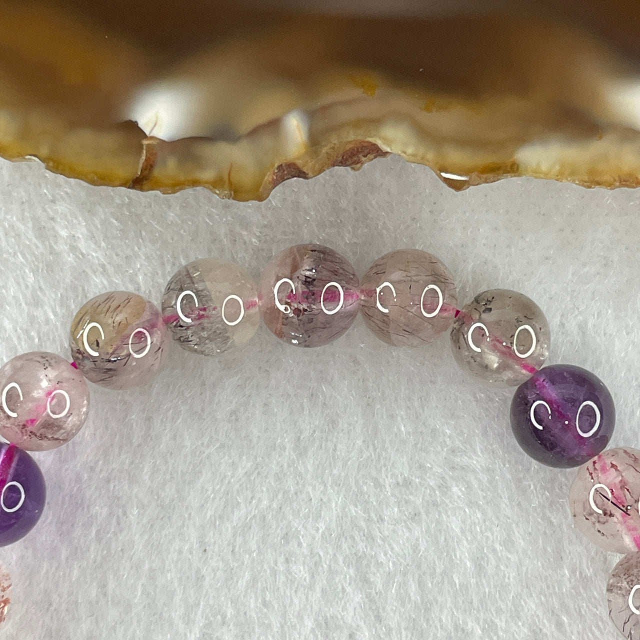 Certified Above-Average Grade Natural Super 7 Crystal Beads Bracelet | Fluid High-Clarity Showcase Strand | Authentic Sacred Seven Multi-Mineral Inclusions Quartz Spiritual Catalyst & Auric Shield Bracelet (12.86g | 15.5cm Length | 7.3mm | 26 Beads)