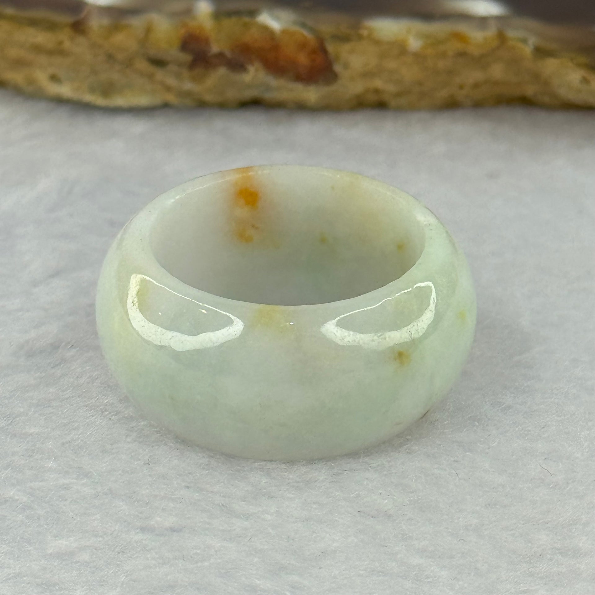 Type A Light Lavender Green with Brownish Red Patches Jadeite Ring 10.30g 12.8 by 4.2mm US10.75 HK24.25 (Slight Rough) - Huangs Jadeite and Jewelry Pte Ltd