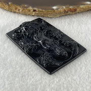 Type A Opaque to Partial Translucent Black Omphacite Jadeite Guan Yin with 5 Dragons Pendant 24.09g 60.5 by 39.6 by 7.8mm - Huangs Jadeite and Jewelry Pte Ltd