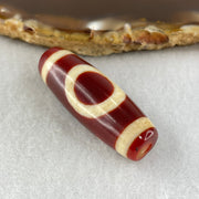 Natural Powerful Tibetan Old Oily Red White Agate One Eye Earth Element Dzi Bead Heavenly Master (Tian Zhu) 一眼土元素天珠 9.78g 37.7 by 13.1mm - Huangs Jadeite and Jewelry Pte Ltd