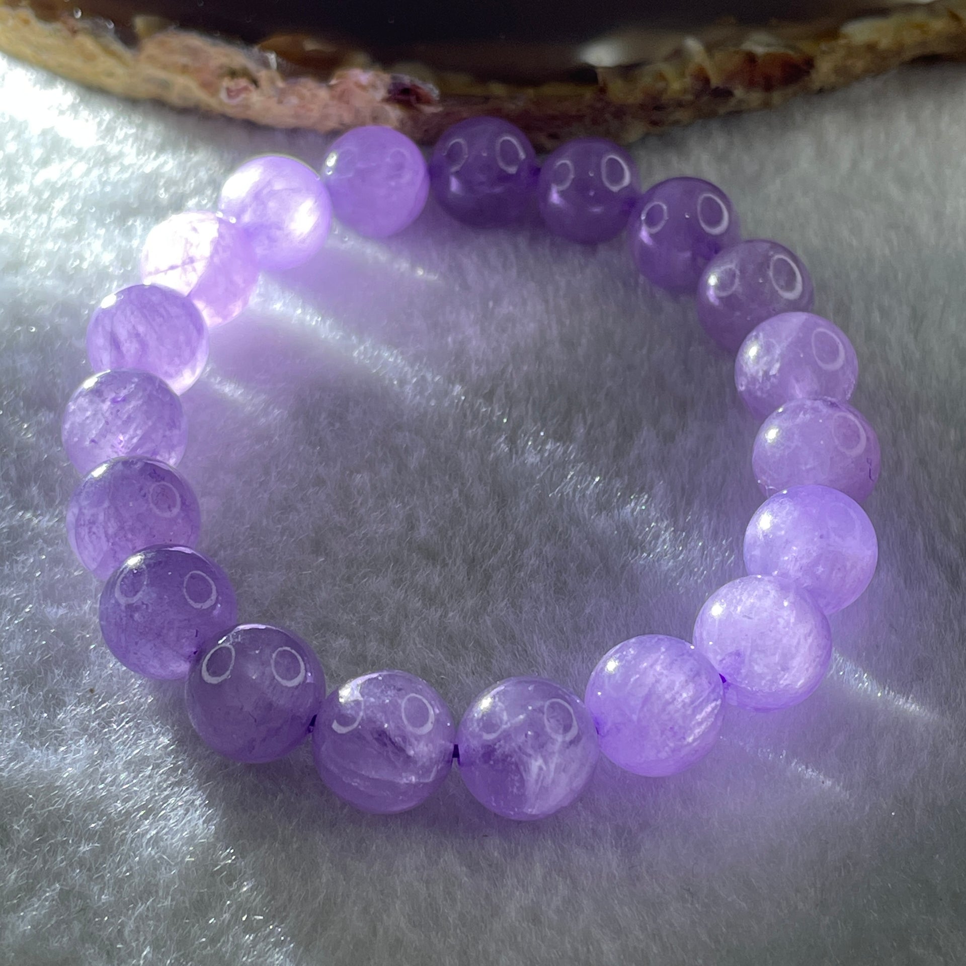 Natural Amethyst Quartz Beads Bracelet 26.65g 15.5cm 10.1mm 19 Beads - Huangs Jadeite and Jewelry Pte Ltd