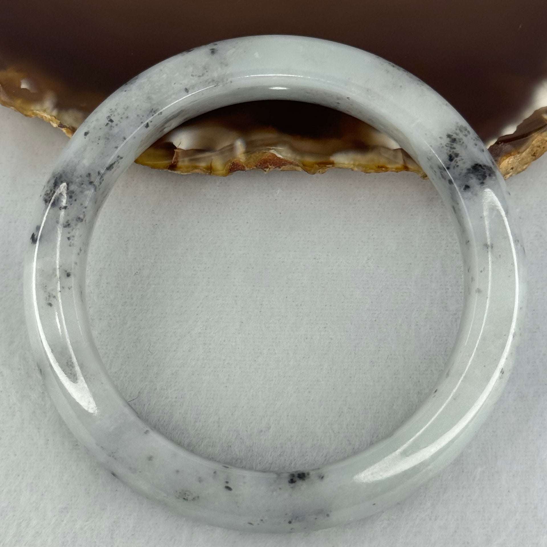 Type A Faint Green Lavender with Back Patches Jadeite Bangle Internal Diameter 56.7mm 67.39g  13.4 by 10.0mm (Very Slight Internal Lines) - Huangs Jadeite and Jewelry Pte Ltd