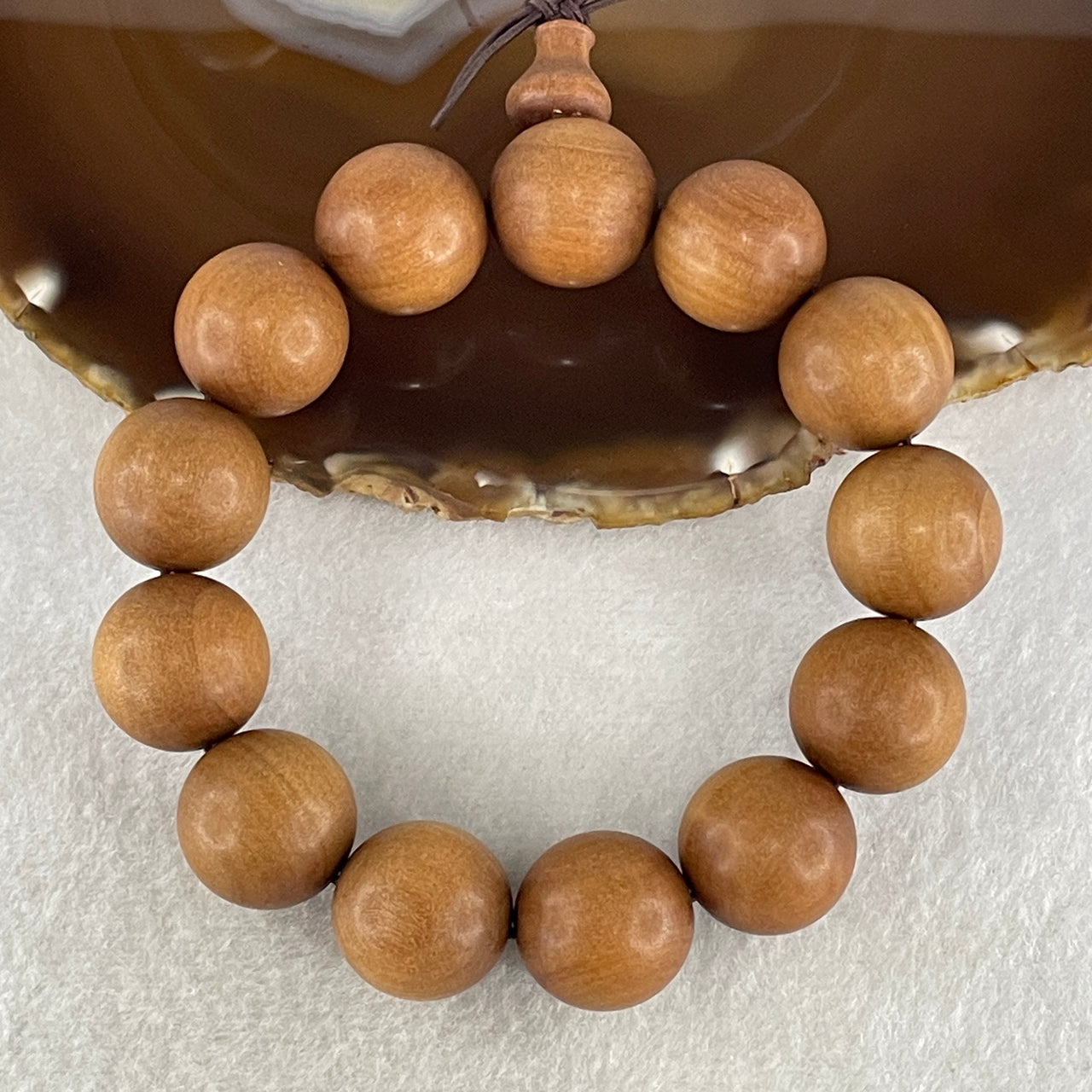 Certified Natural Sandalwood Beads Bracelet 44.45g 18cm 18.0mm 13Beads - Huangs Jadeite and Jewelry Pte Ltd