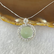 Type A Faint Green Milo Buddha with Crystals in S925 Sliver Pendant and Necklace 7.61g 16.2 by 16.2 by 8.5mm - Huangs Jadeite and Jewelry Pte Ltd