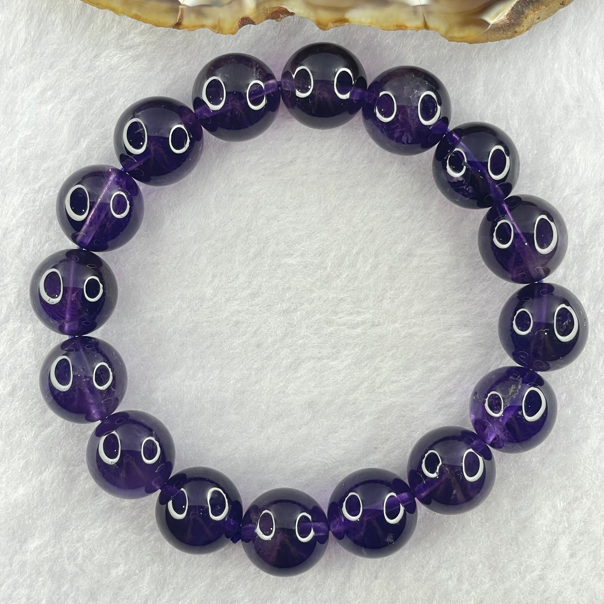 Good Grade Natural Amethyst Bracelet 50.30g 18cm 13.2mm 16 Beads - Huangs Jadeite and Jewelry Pte Ltd