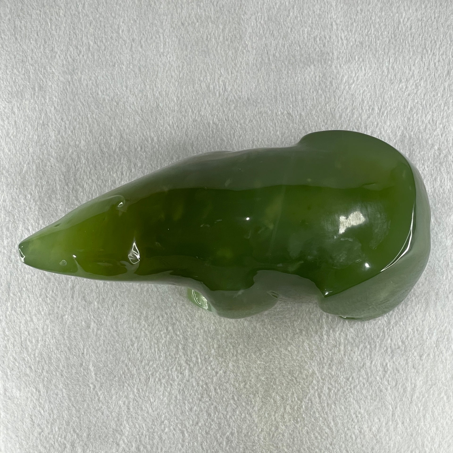Natural Dark Green Serpentine Polar Bear Display 1991.7g 195.0 by 87.1 by 95.0mm - Huangs Jadeite and Jewelry Pte Ltd
