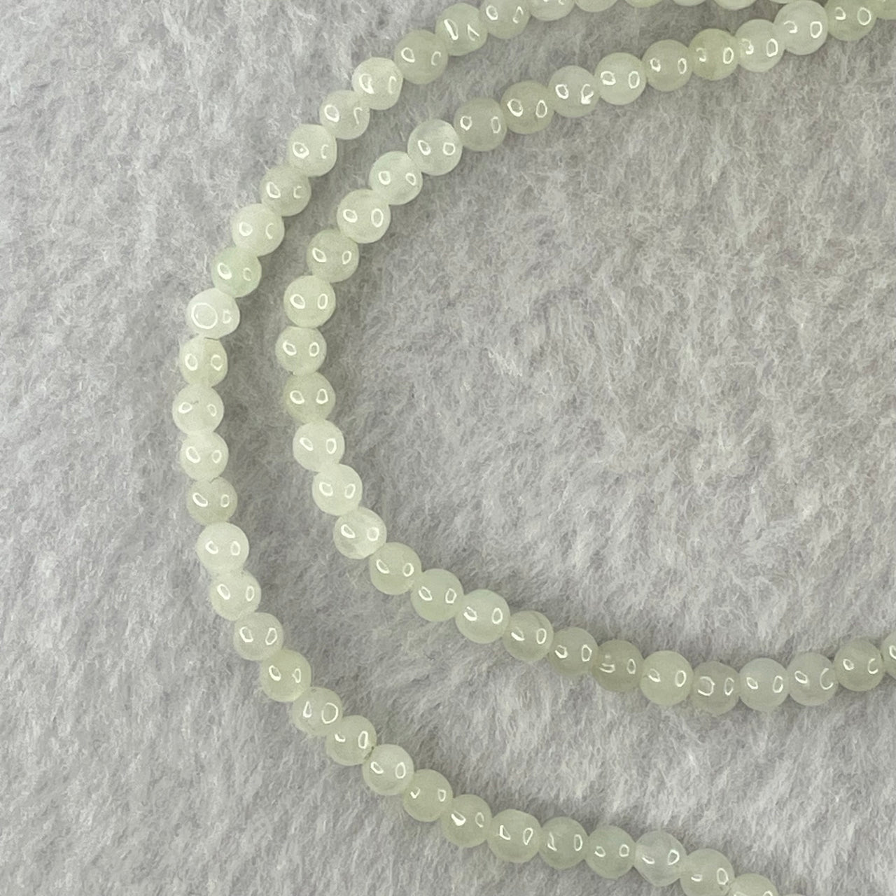 Type A White Jadeite Beads Necklace 16.83g 56cm 4.5mm 160 Beads - Huangs Jadeite and Jewelry Pte Ltd