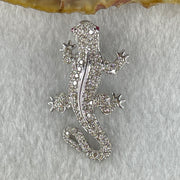 Natural Round Brilliant Cut Shape Diamonds with Natural Ruby Eyes in 18K White Gold Lizard Pendant R0.04 with Melees D1.37ct Total 7.4g 35.1 by 19.5 by 11.4mm - Huangs Jadeite and Jewelry Pte Ltd