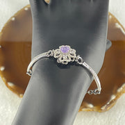 Natural Purple with Colorless Cubic Zirconia Beads Bracelet in S925 Sliver 6.99g 5.8 by 2.0mm - Huangs Jadeite and Jewelry Pte Ltd