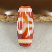 Natural Powerful Tibetan Old Oily Red White Agate Patina Guiren Tairen Human Benefactor Dzi Bead Heavenly Master (Tian Zhu) 贵人天珠 6.21g 28.3 by 12.1mm - Huangs Jadeite and Jewelry Pte Ltd
