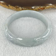 Type A Faint Blueish Green with Faint Lavender Patches Jadeite Flower and Leaf Bangle 43.09g Internal Diameter 58.12mm 13.4 by 7.4mm (External Lines) - Huangs Jadeite and Jewelry Pte Ltd