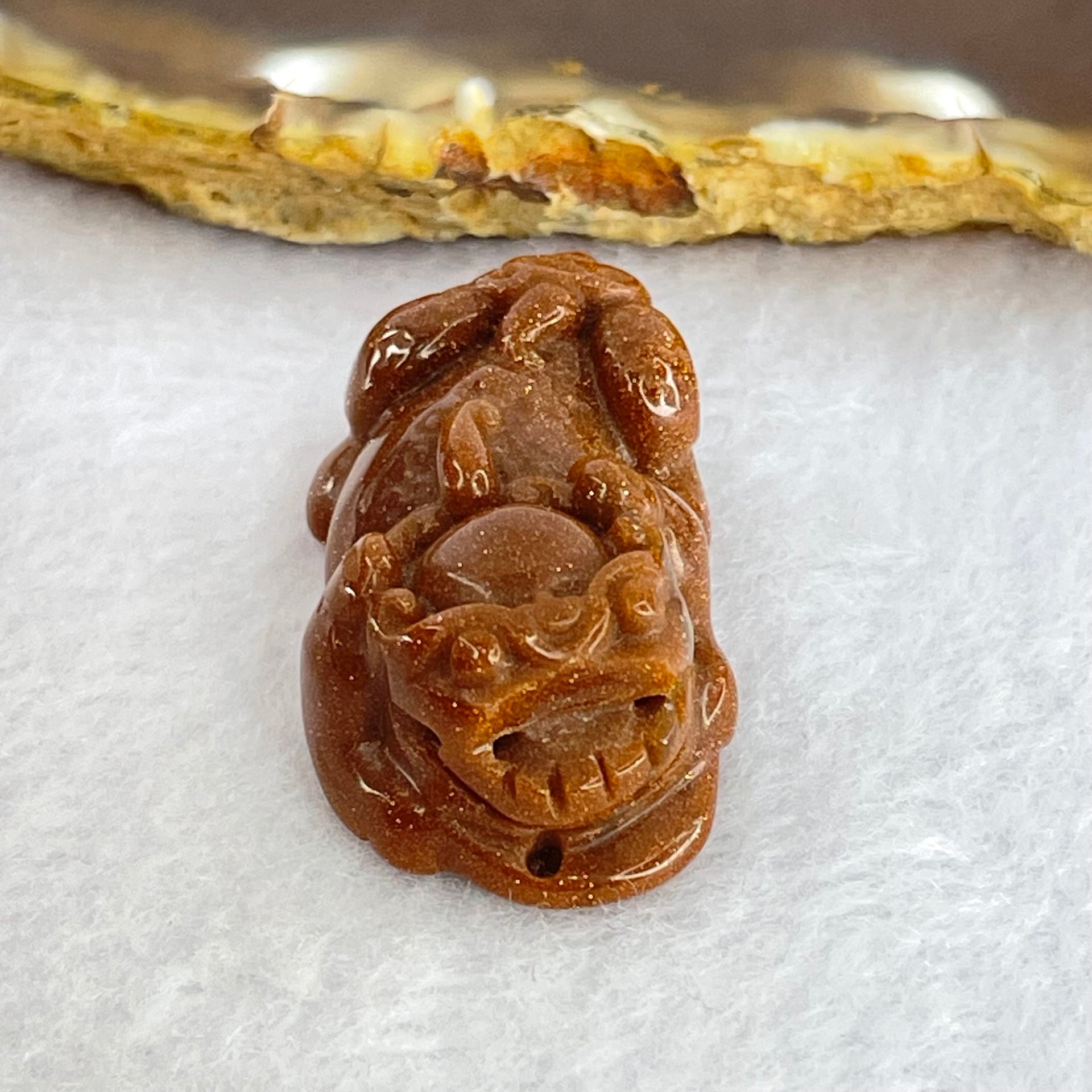 Brown Goldstone Pixiu Charm 13.46g 37.5 by 19.9 by 12.5mm - Huangs Jadeite and Jewelry Pte Ltd