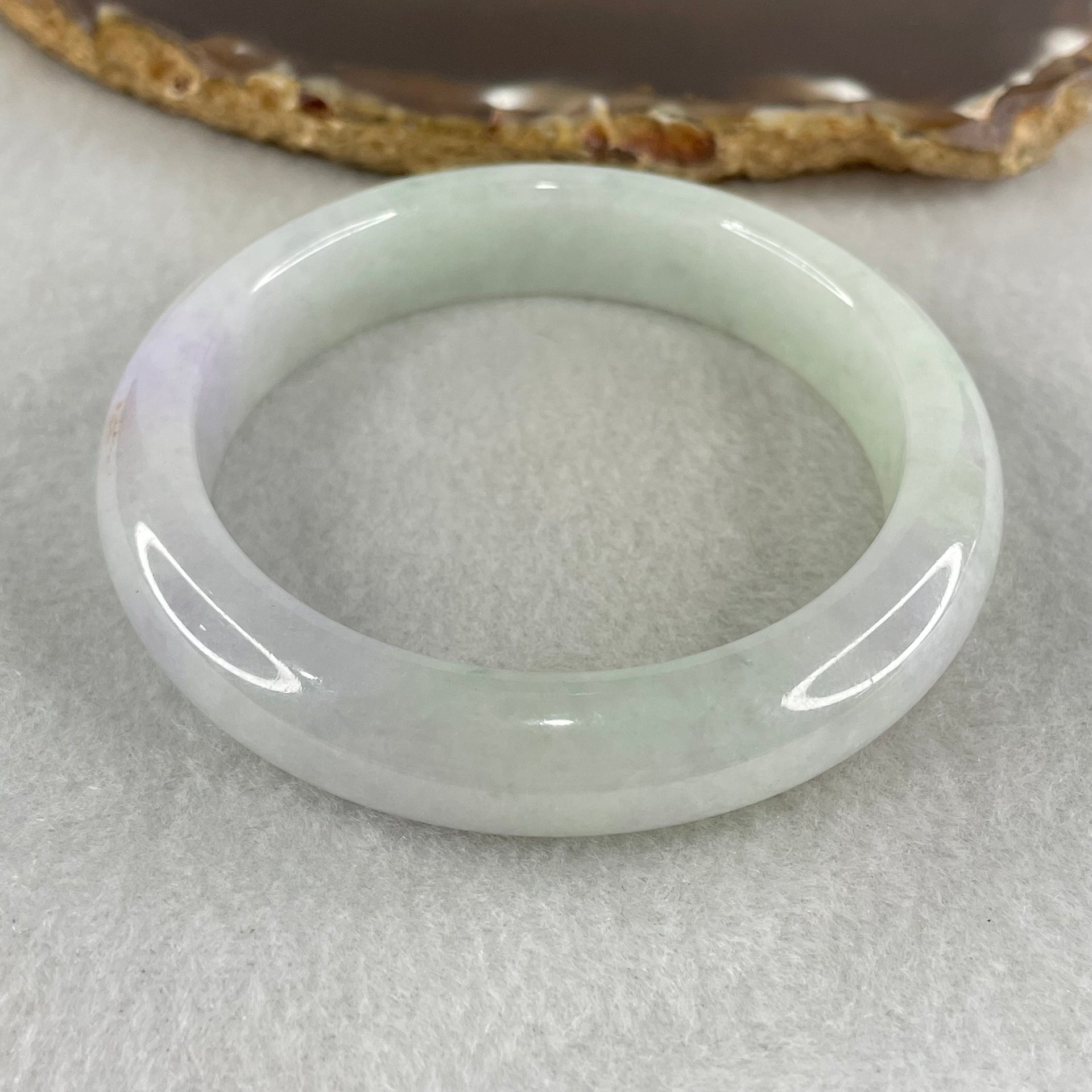 Type A Green Lavender Jadeite Bangle 54.20g Inner Diameter 54.5mm 12.5 by 8.5mm (Close to Perfect) - Huangs Jadeite and Jewelry Pte Ltd
