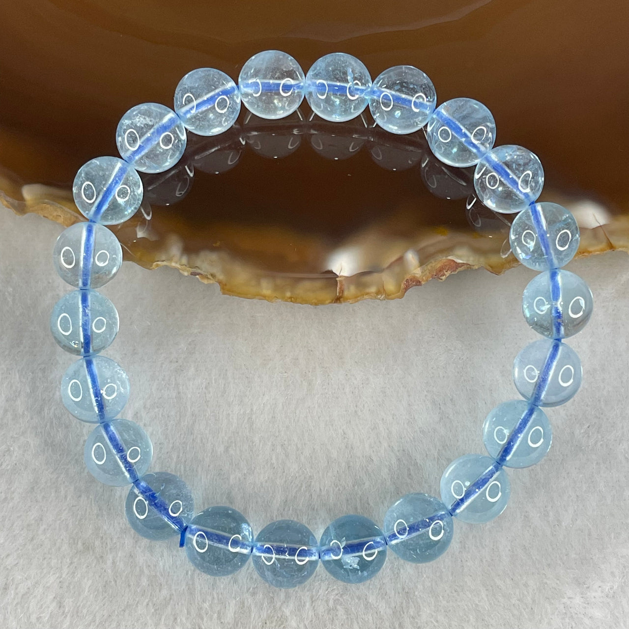 Above Average Natural Blue Topaz Beads Bracelet 26.33g 15.5cm 8.7mm 22 Beads - Huangs Jadeite and Jewelry Pte Ltd