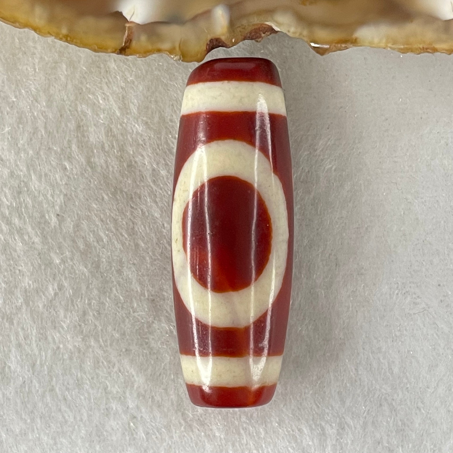 Natural Powerful Tibetan Old Oily Red White Agate One Eye Water Element Dzi Bead Heavenly Master (Tian Zhu) 一眼水元素天珠 10.07g 37.8 by 10.93g 37.8 by 13.7mm - Huangs Jadeite and Jewelry Pte Ltd