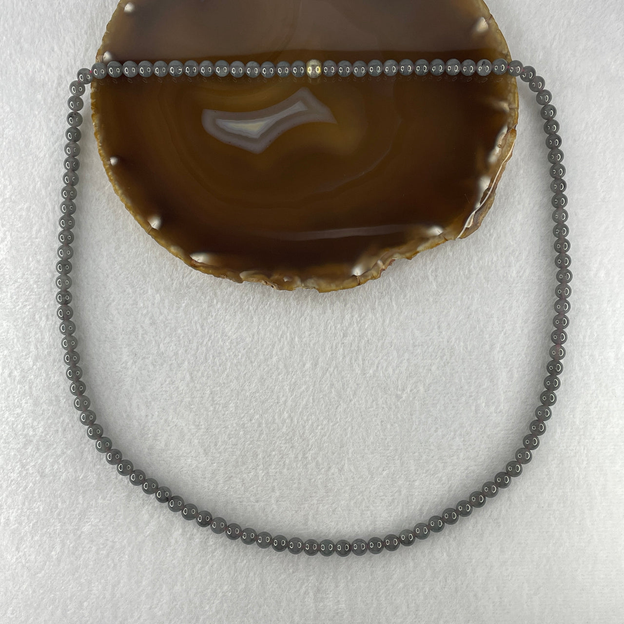 Natural Type A Semi Icy Wuji Grey Jadeite Beads Necklace 40.00g 60cm 6.0mm 109 Beads