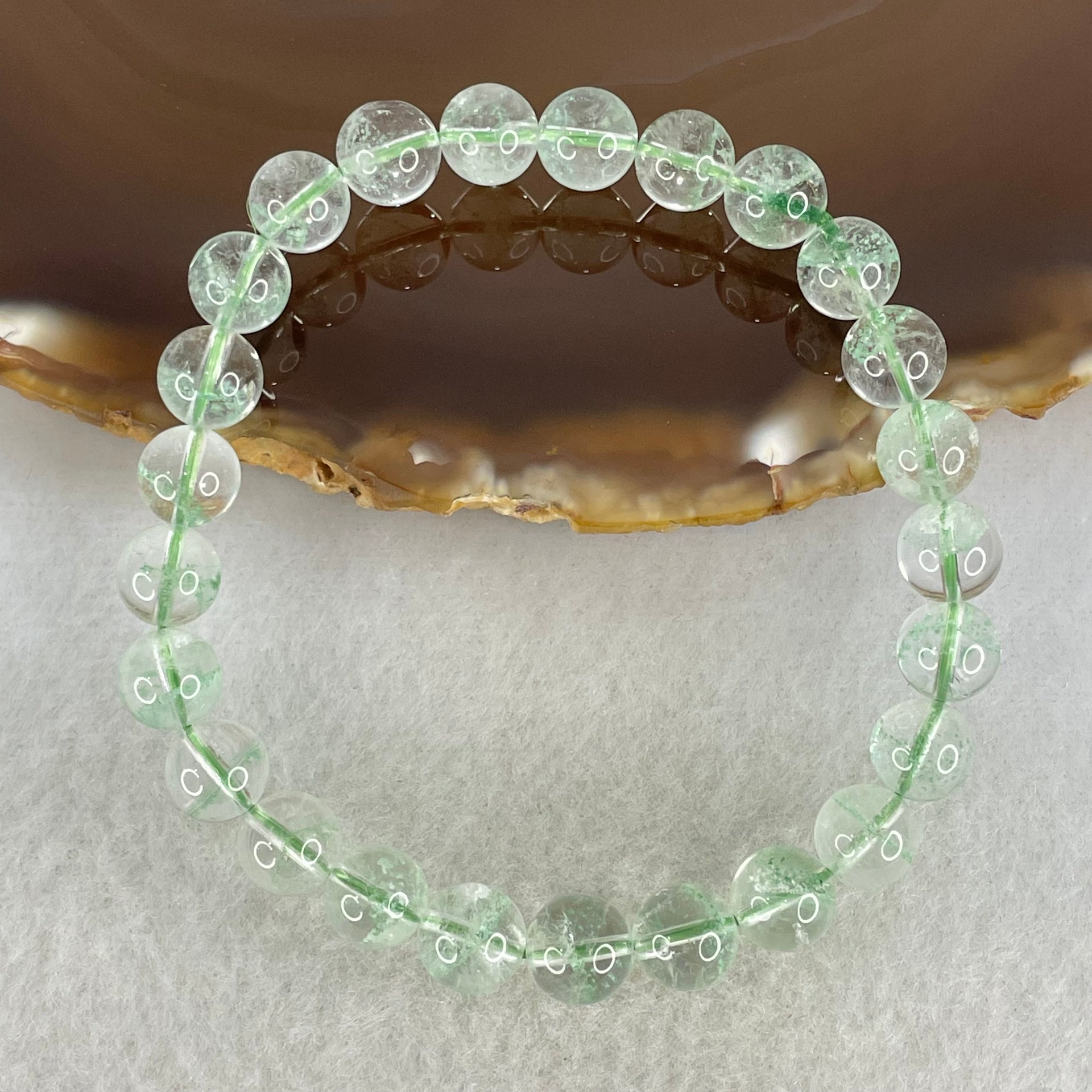 Special Grade Natural Green Phantom Quartz Bracelet 15.15g 16cm 7.8mm 25 Beads - Huangs Jadeite and Jewelry Pte Ltd