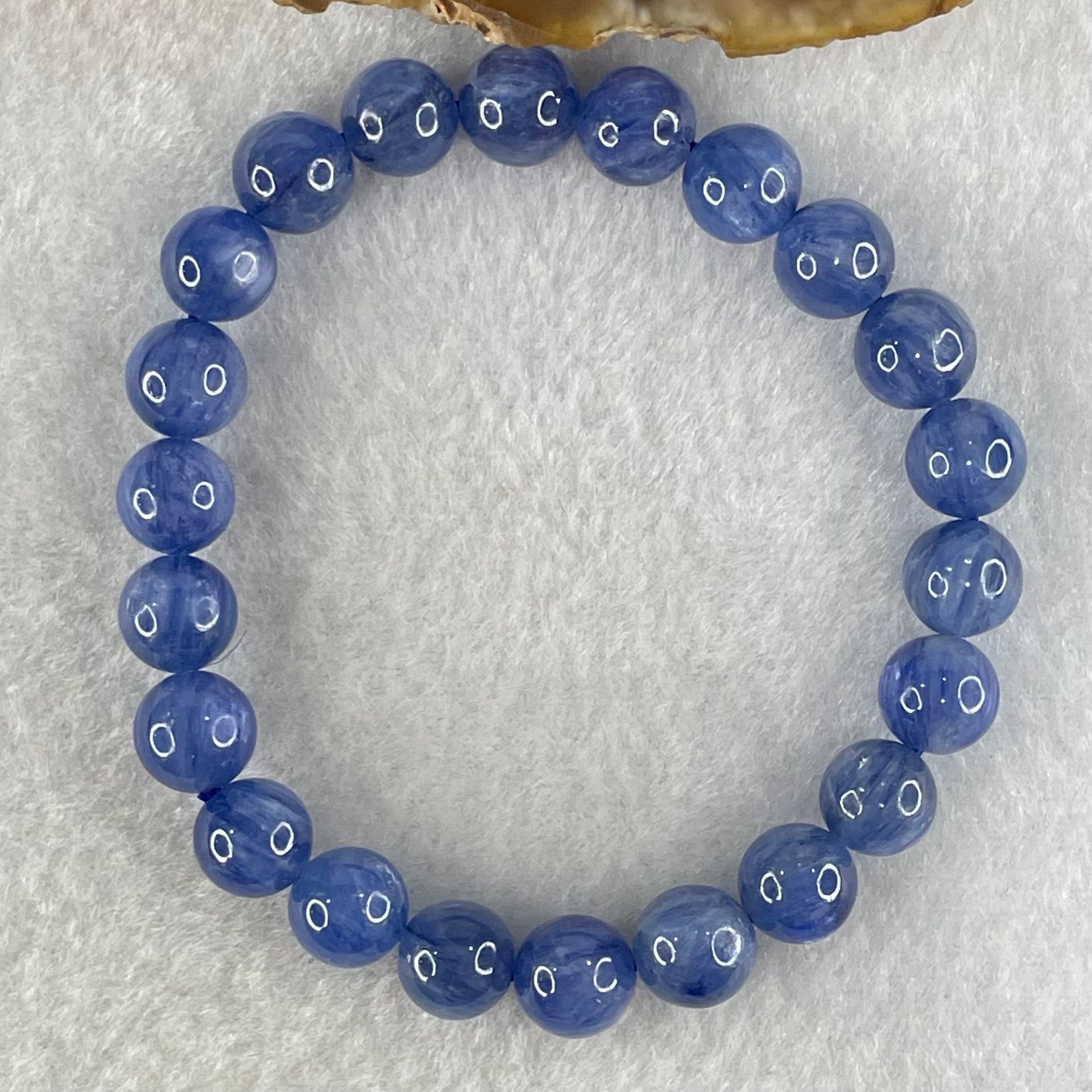 Natural Blue Kyanite Beads Bracelet 25.96g 15.5cm 8.9mm 22 Beads - Huangs Jadeite and Jewelry Pte Ltd