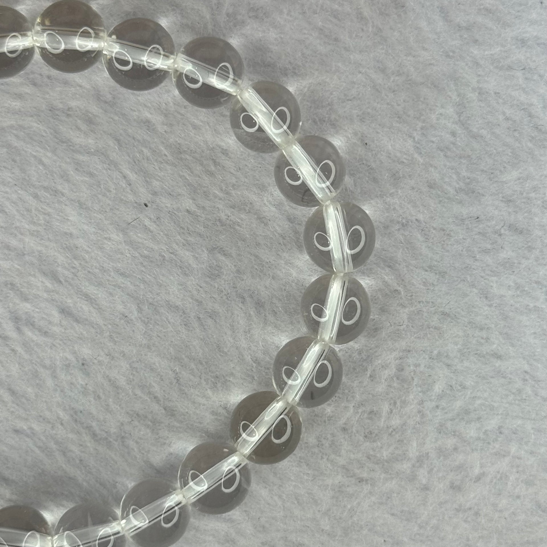 Natural Clear Quartz Bracelet 天然白水晶手链 18.64g 16.5cm 8.4mm 24 Beads - Huangs Jadeite and Jewelry Pte Ltd