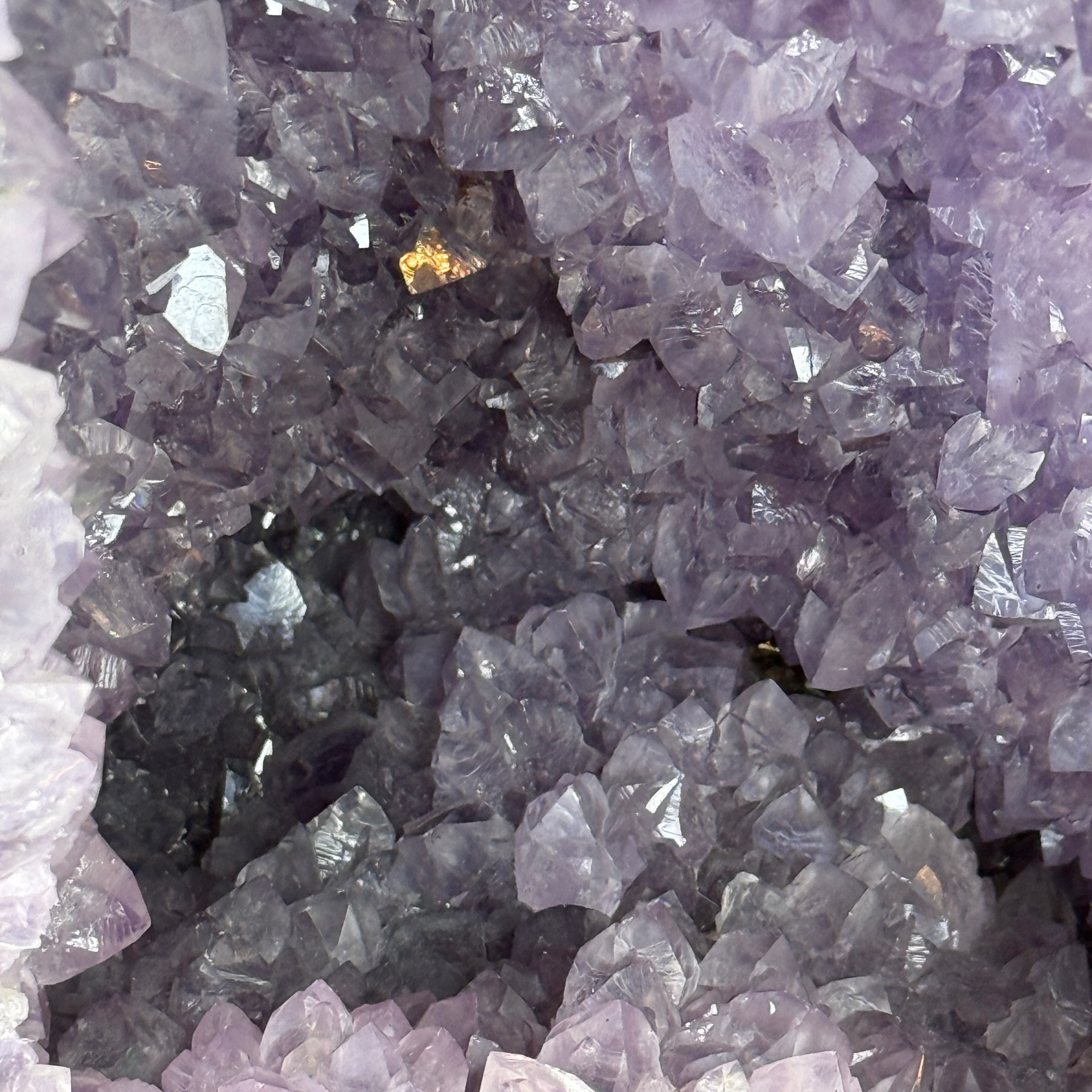 Natural Triangular Shape Amethyst Cave with Wooden Display 18,923.1g 300.0 by 280.0 by 500.0mm - Huangs Jadeite and Jewelry Pte Ltd