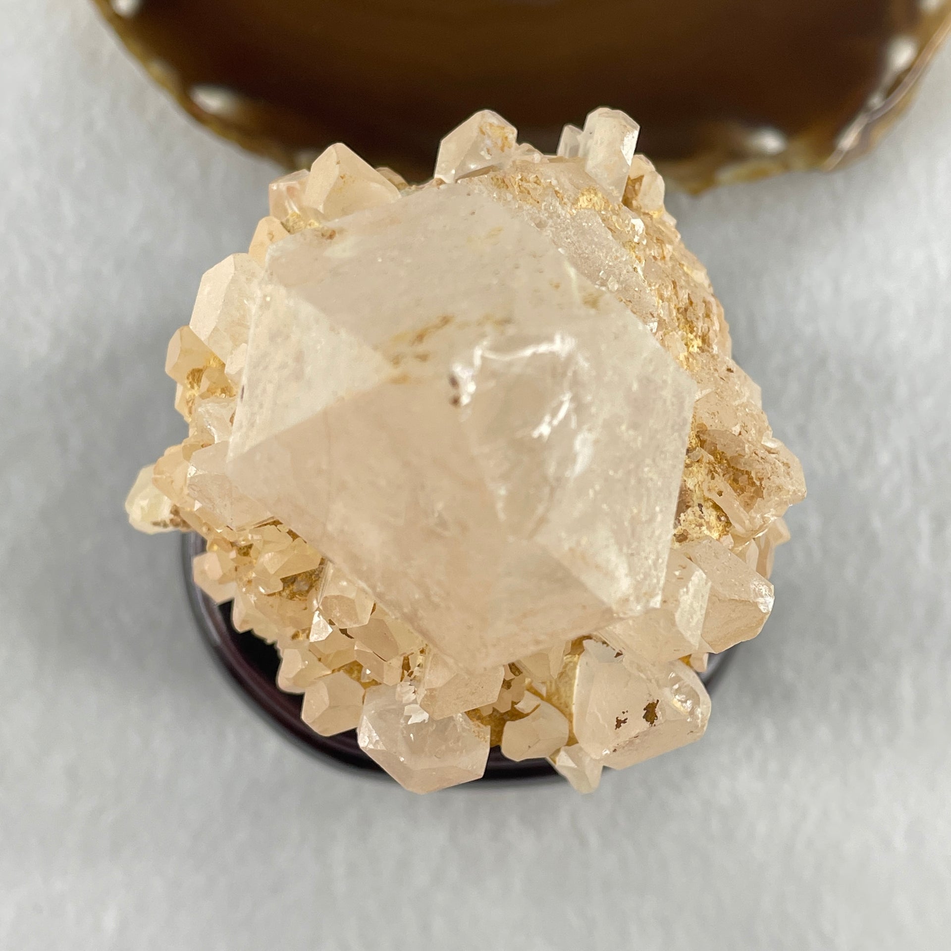 Natural Clear White Quartz Tower Cluster with Wooden Stand 640.8g 87.6 by 82.3 by 160.0mm - Huangs Jadeite and Jewelry Pte Ltd