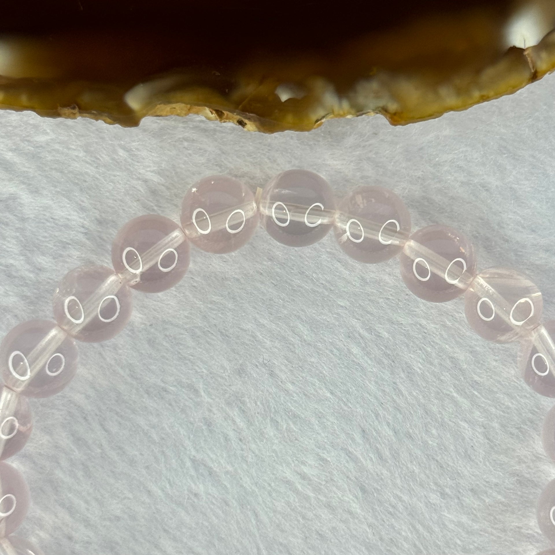 Natural Rose Quartz Beads Bracelet 天然玫瑰石英珠手链 20.77g 16cm 8.9mm 22 Beads - Huangs Jadeite and Jewelry Pte Ltd