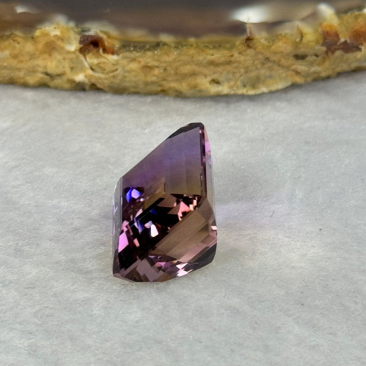 Natural Faceted Ametrine Parallelogram Shape 17.48ct 16.8 by 13.5 by 10.1mm - Huangs Jadeite and Jewelry Pte Ltd