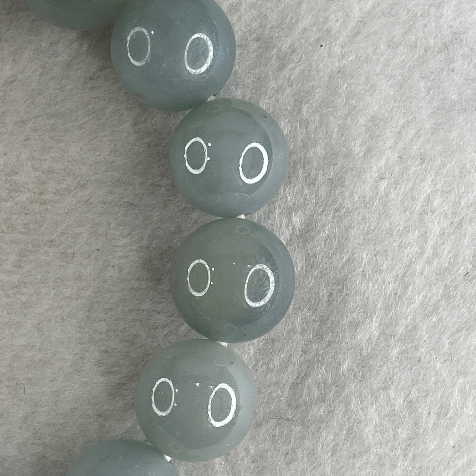 Type A High Quality Faint Grey & Lavender Jade Jadeite Beads Bracelet - 77.9g 14.5mm/bead 16 beads 18cm - Huangs Jadeite and Jewelry Pte Ltd