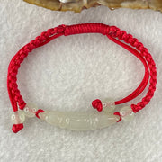 Type A Light Green Jadeite Scholarship Brush in Red String Bracelet 5.57g 6.7 by 7.5 by 33.5mm - Huangs Jadeite and Jewelry Pte Ltd