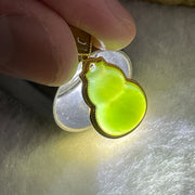 Natural Green Agate Chalcedony Hulu Pendant on S925 Sliver Gold Plated 2.28g 14.2 by 10.2 by 5.0mm - Huangs Jadeite and Jewelry Pte Ltd