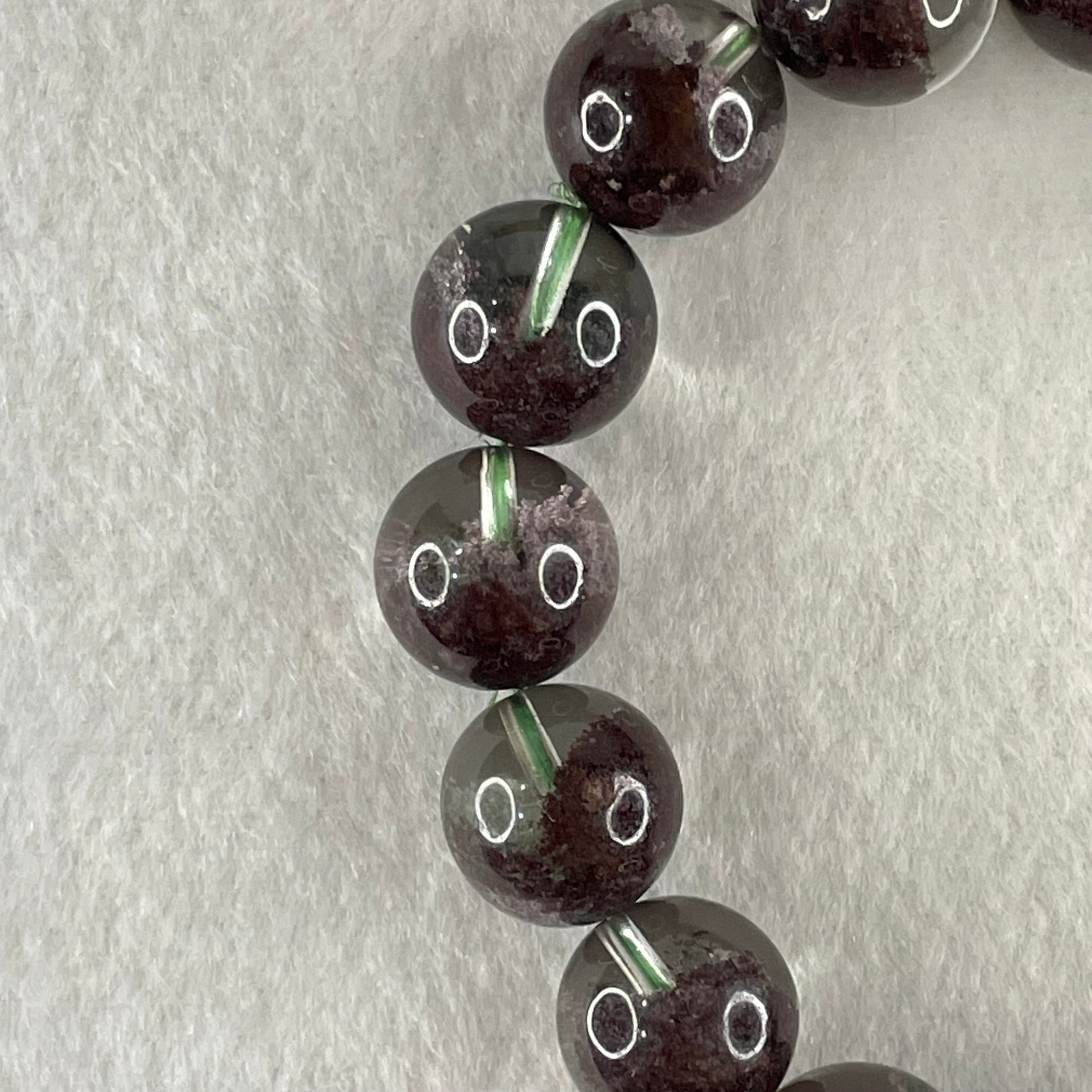 Good Grade Natural Red Phantom Quartz Beads Bracelet 50.15g 17cm 13.4mm 16 Beads - Huangs Jadeite and Jewelry Pte Ltd