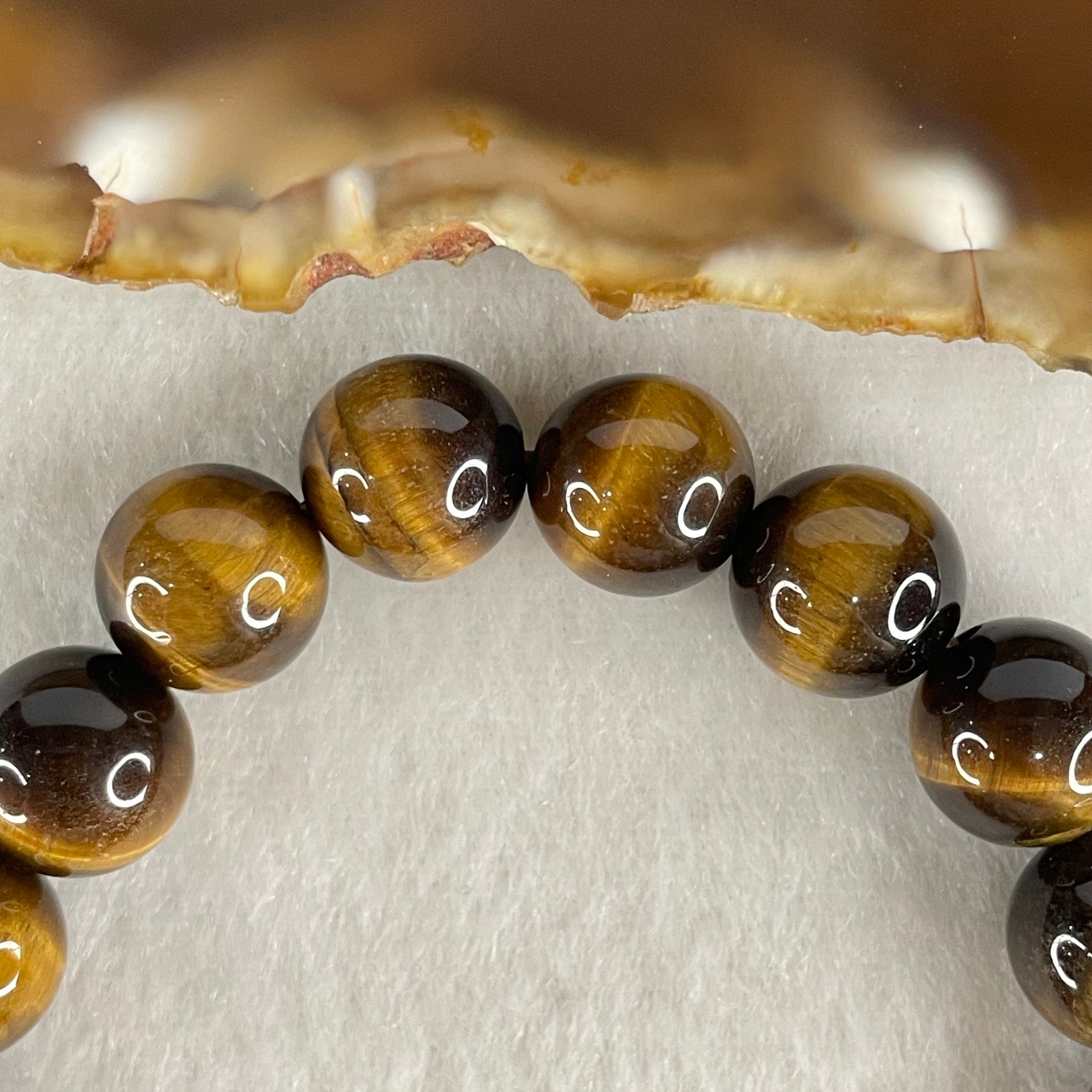 Natural Yellow Tiger's Eye Quartz Beads Bracelet 24.95g 15cm 10.0mm 19 Beads - Huangs Jadeite and Jewelry Pte Ltd