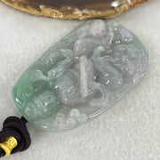 Grand Master Type A Jelly Lavender and Green Piao Hua Jadeite Manjusri Bodhisattva Pendant 90.51g 77 by 50 by 12.8mm - Huangs Jadeite and Jewelry Pte Ltd