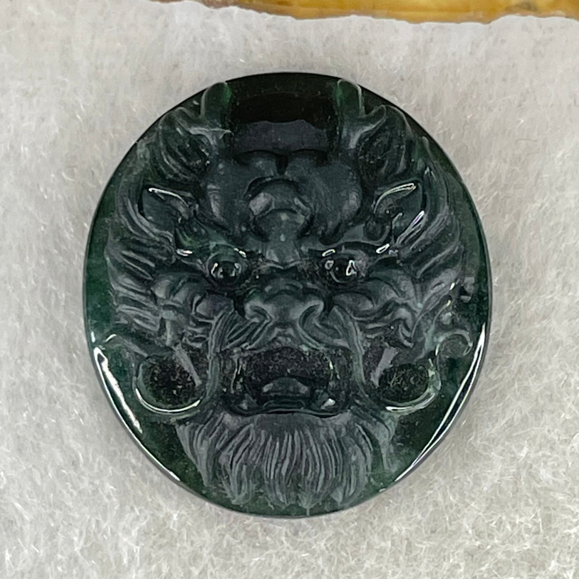 Rare Good Grade Type A Fully Translucent Black Jadeite Dragon Head Stone For Setting 3.65g 20.3 by 18.5 by 6.4mm - Huangs Jadeite and Jewelry Pte Ltd