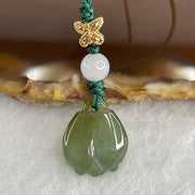 Natural Type A Semi Icy Green Jadeite Flower Charm 2.31g 16.8 by 13.3 by 4.3mm - Huangs Jadeite and Jewelry Pte Ltd