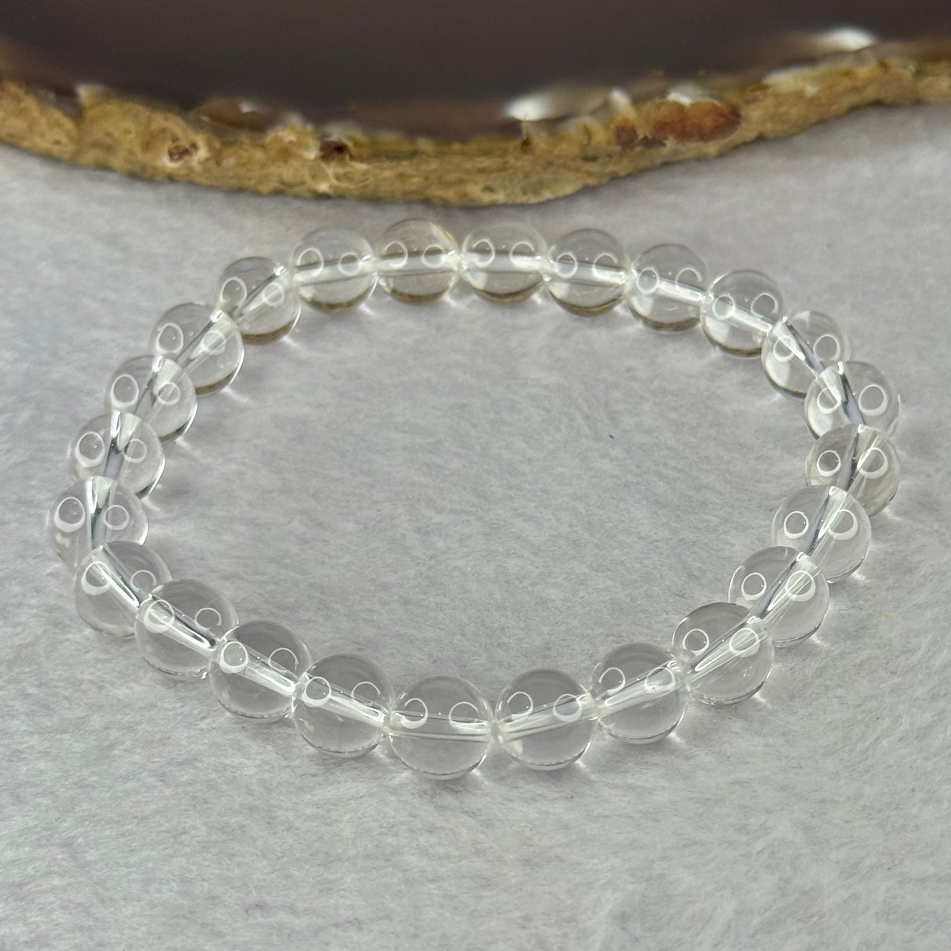 Natural Clear Quartz Bracelet 天然白水晶手链 18.78g 16.5cm 8.4mm 24 Beads - Huangs Jadeite and Jewelry Pte Ltd