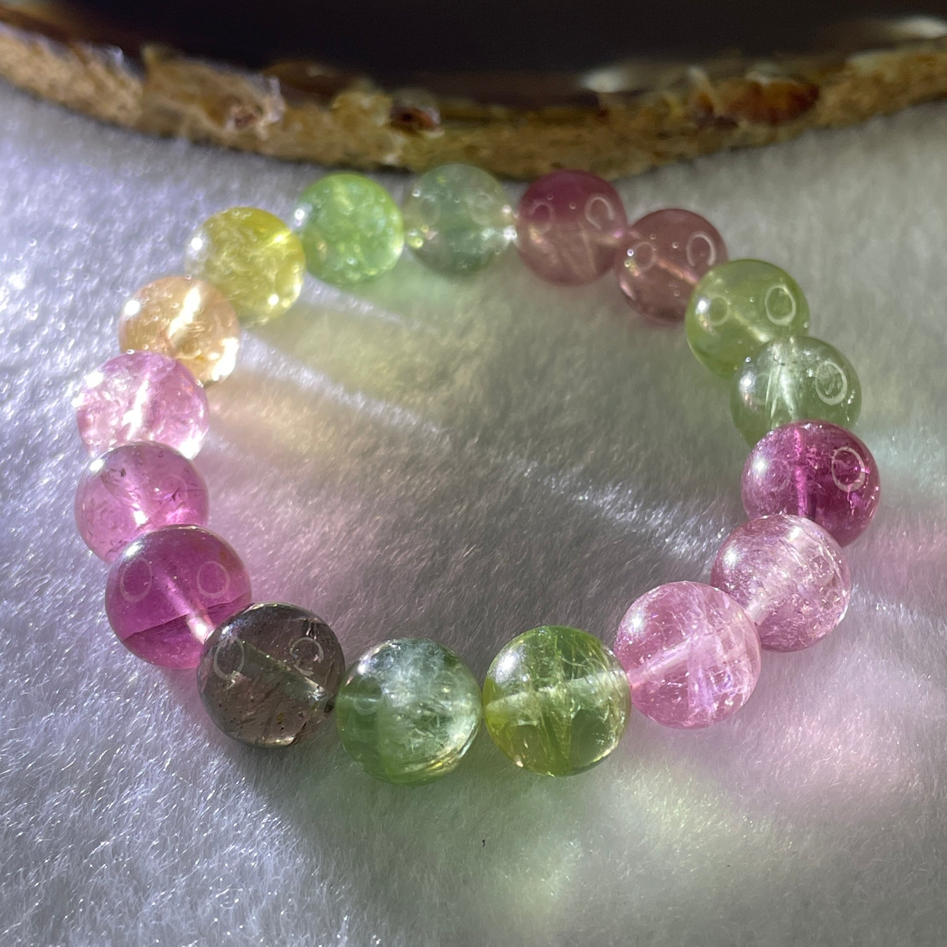 Very Good Natural Tourmaline Crystal Beads Bracelet 28.33g 13.5cm 10.4mm 17Beads - Huangs Jadeite and Jewelry Pte Ltd