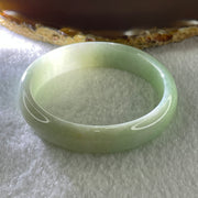 Natural Type A Light Green with White and Yellow Jadeite Oval Bangle 36.02g Inner Diameter 52.1mm 12.7 by 6.2mm (Close to Perfect) - Huangs Jadeite and Jewelry Pte Ltd