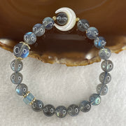Good Grade Natural Labradorite Beads Bracelet with Moon Charm 19.86g 16cm 8.3mm 20 Beads - 10.4mm 1 Bead - Huangs Jadeite and Jewelry Pte Ltd