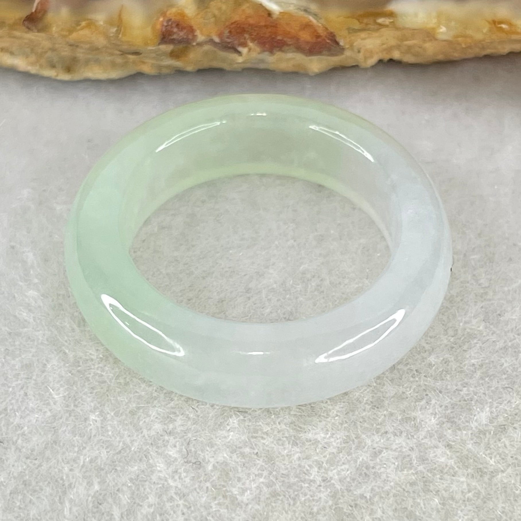 Type A Semi Icy Faint Green Jadeite Ring 4.54g 6.1 by 4.0mm US7.9 HK17.5 (Perfect) - Huangs Jadeite and Jewelry Pte Ltd