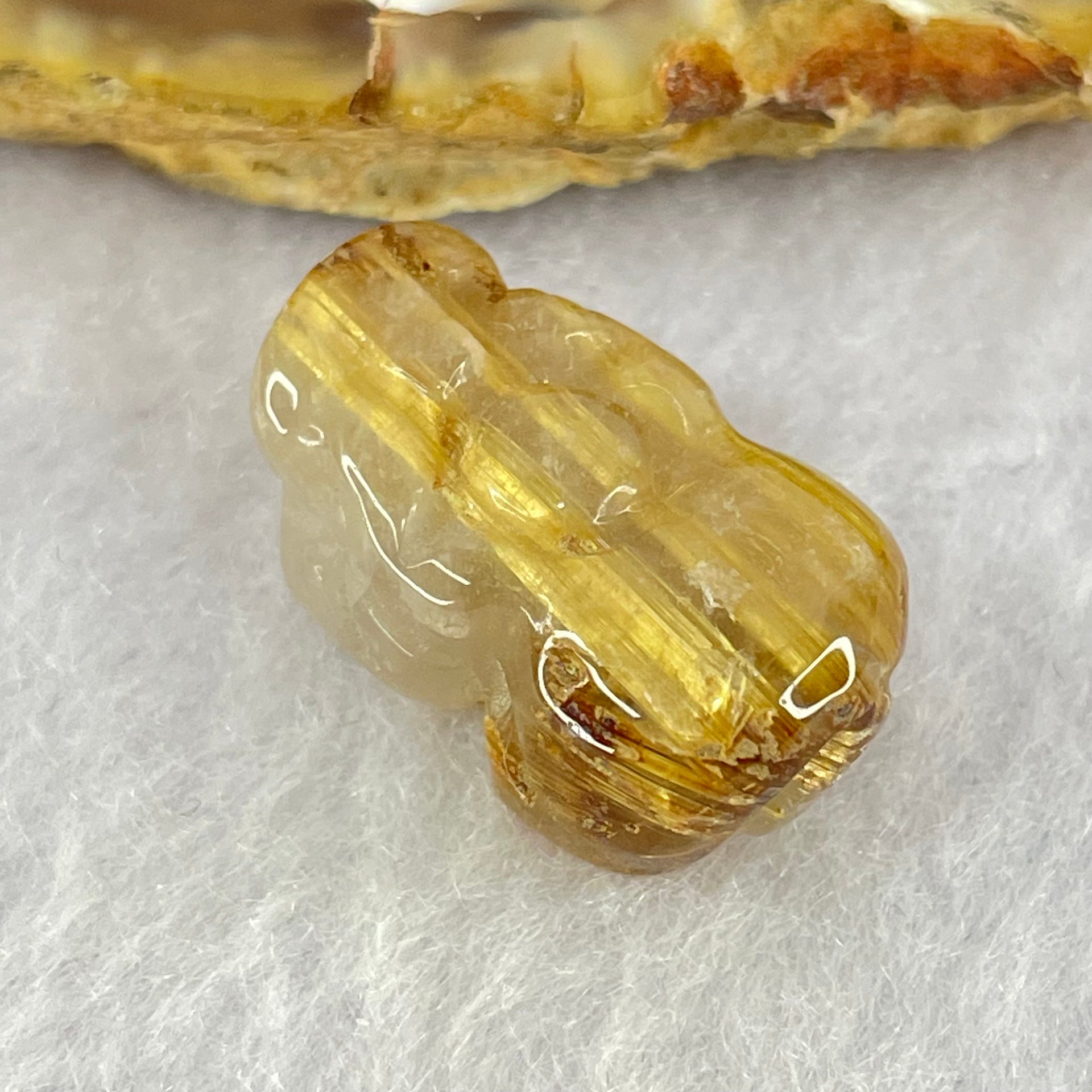 Natural Golden Rutilated Quartz Pixiu Charm 4.07g 20.6 by 12.3 by 9.5mm - Huangs Jadeite and Jewelry Pte Ltd