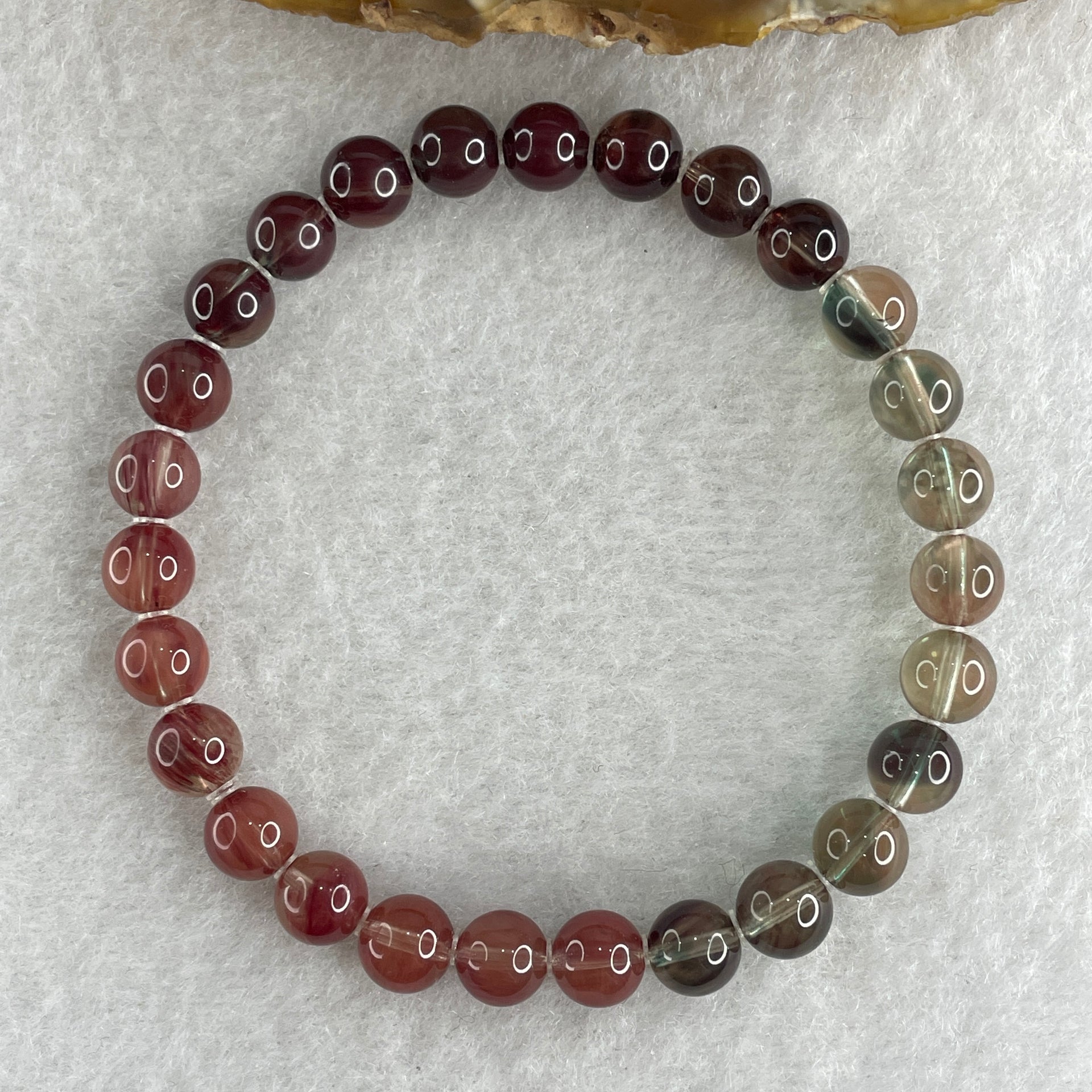 Red Unknown Stone Beads Bracelet 11.16g 15.5cm 6.6mm 27Beads - Huangs Jadeite and Jewelry Pte Ltd