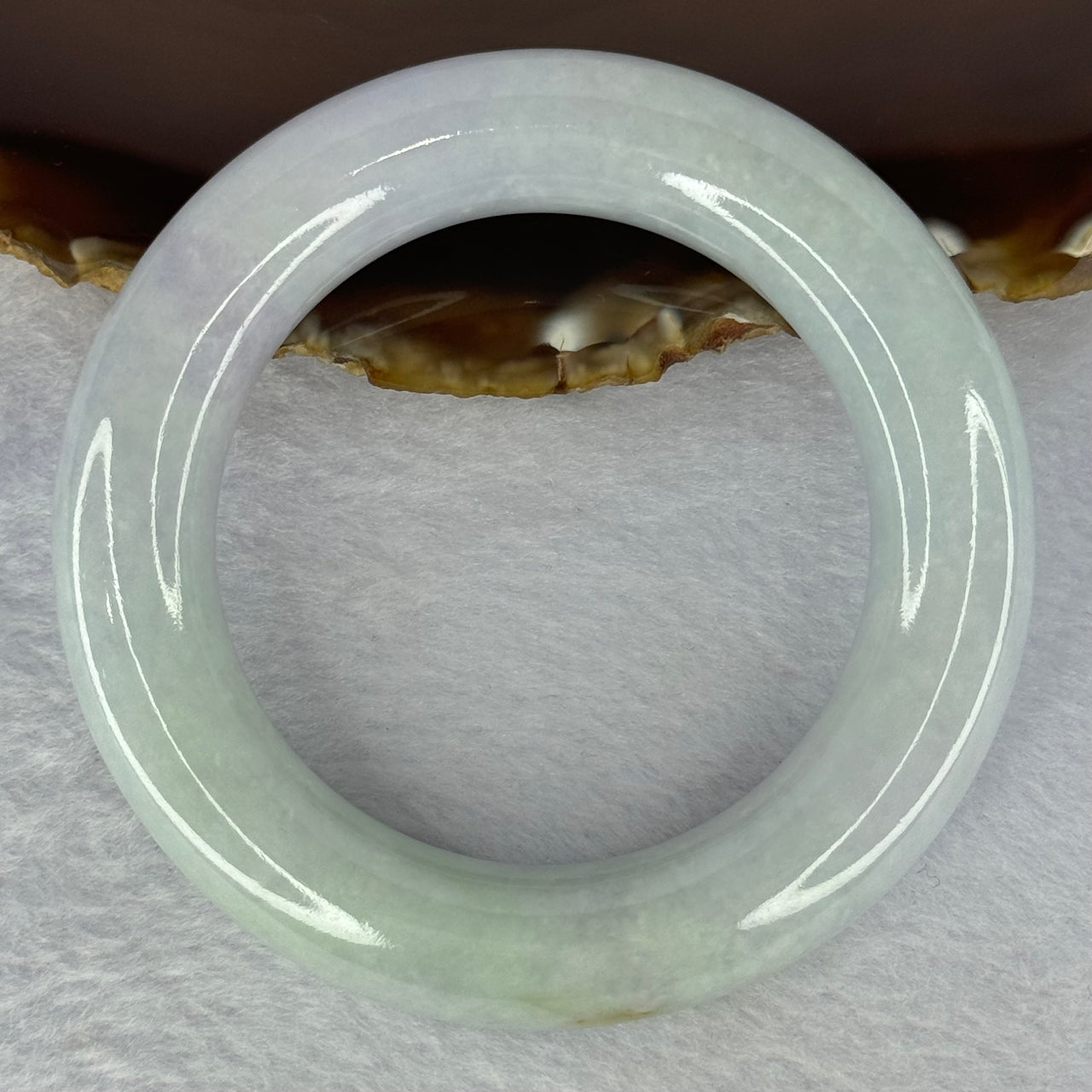 Type A Lavender Green Jadeite Bangle Internal Diameter 54.2mm 109.81g 14.8 by 74.4mm (Very Fine Internal Line) - Huangs Jadeite and Jewelry Pte Ltd
