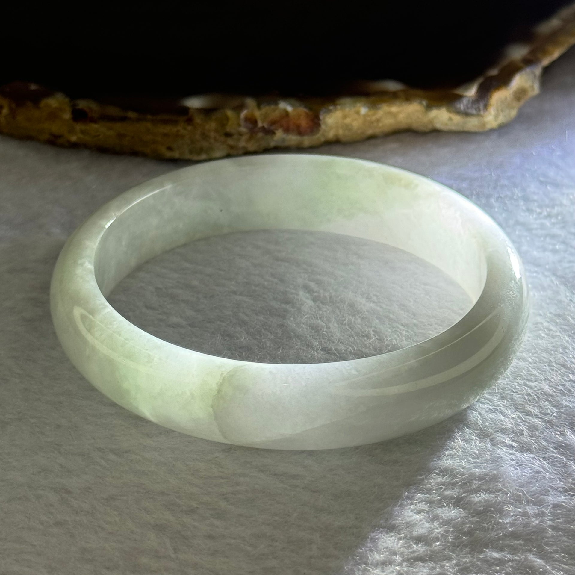 Type A Faint Green Lavender Jadeite Bangle 41.88g Internal Diameter 55.0mm 12.6 by 7.0mm (External Line) - Huangs Jadeite and Jewelry Pte Ltd