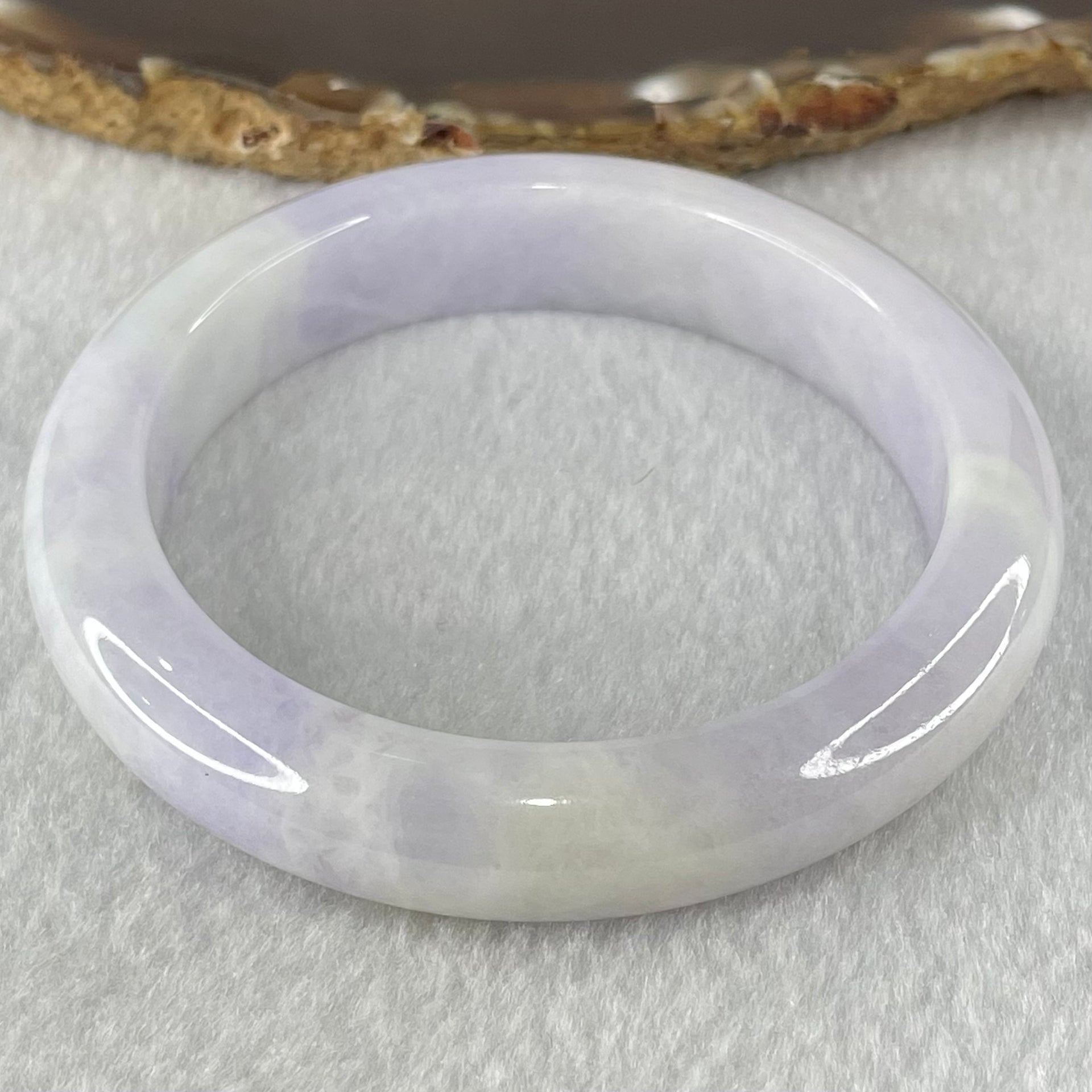 Type A Lavender white Jadeite Bangle 61.94g Internal Diameter 56.3mm 12.7 by 9.0mm (Slight Internal Lines) - Huangs Jadeite and Jewelry Pte Ltd