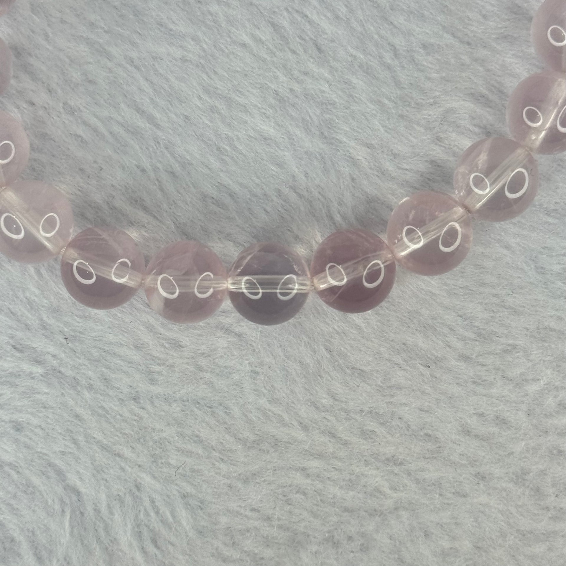 Natural Rose Quartz Beads Bracelet 天然玫瑰石英珠手链 26.62g 17.5cm 9.9mm 21 Beads - Huangs Jadeite and Jewelry Pte Ltd